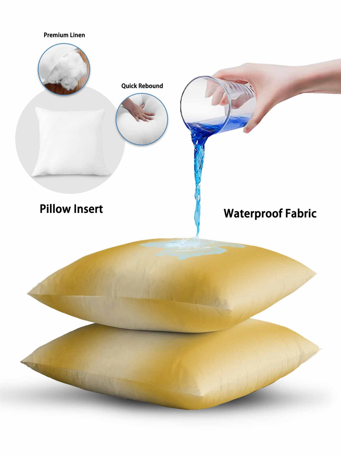 Outdoor Pillows Waterproof, Yellow Ombre Bedding Throw Pillows with Insert for Couch Sofa Bed, Modern Abstract Art Farmhouse Gradient 18x18 Inch Pillowcases Decorative Camping Patio Pillow Set of 1