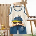thumbnail image 2 of TOWED22 Toddler Boy Clothes 2pcs Summer Outfits Sleeveless Tank Tee + Colorful Print Pocket Shorts Breathable Set(Beige,18-24 M), 2 of 4