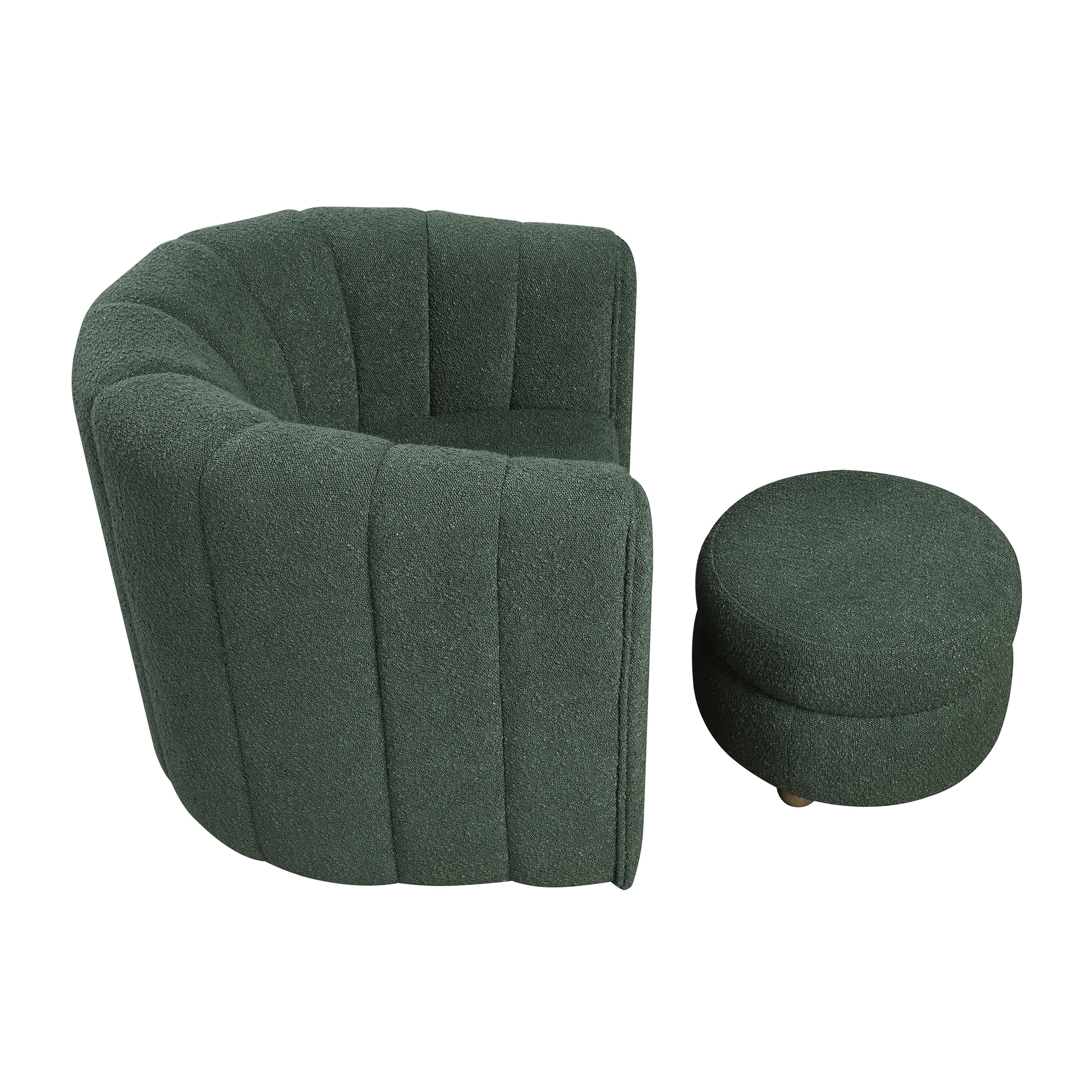 OakvillePark Rivermount Boucle Barrel Swivel Chair with Ottoman, Green