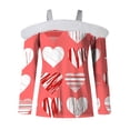 thumbnail image 4 of NMMUED Women's Valentine Shirts Spring Outfits for Women Shirt Love Long Sleeve Shirts Love Vibes Off the Shoulder Long Sleeve Top Heart Print Women's Valentine's Day Tops (S-3XL), 4 of 5