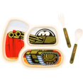 thumbnail image 1 of Kid Plate Set Bamboo Toddler Plates Dinnerware Dinner Dish Set Baby Feeding Spill Proof Divided Plate - Baby Spoon and fork 3-Piece Set，Tank, 1 of 6