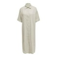 thumbnail image 5 of WEAIXIMIUNG Spring Dresses for Women 2024 Wedding Guest Sleeves Women Fashion Solid Elegant Casual Loose Short Sleeve Button Skirt Long Pocket Shirt Dress XXL Beige, 5 of 5