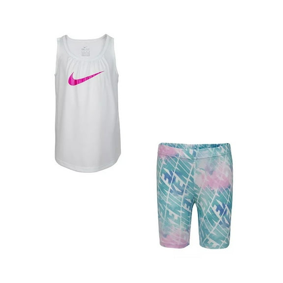 Nike Marker Allover Print Tank Top Girls Active Shirts & Tees Size 4, Color: White/Pink