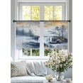 thumbnail image 3 of Navy Blue Mountain Sheer Curtains 54 Inch Length 2 Panels Set, Modern Abstract Art Tree Voile Window Treatment Rod Pocket Short Kitchen Curtains Drapes for Bedroom 52"x54"x2, 3 of 7