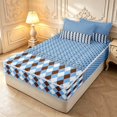 thumbnail image 2 of Manfei Vintage Grid Zipper Queen Comforter Set with Fitted Sheet and 2 Pillowcases,Kawaii Polka Dot Zipper Bedding Set,Blue Brown,Navy Blue Reversible,4pcs, 2 of 8