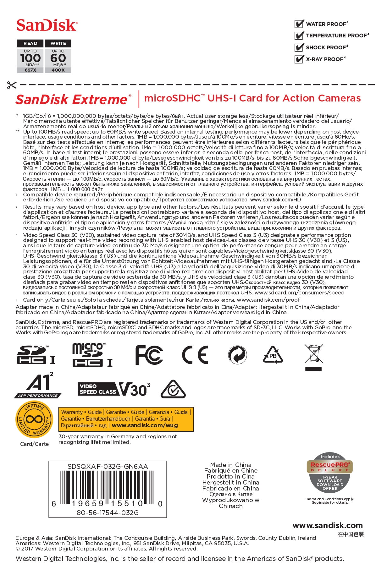 SanDisk Extreme 64GB microSD, microSDHC, microSDXC, 4K UHD-  SDSQXA2-064G-GN6MA, A1/A2