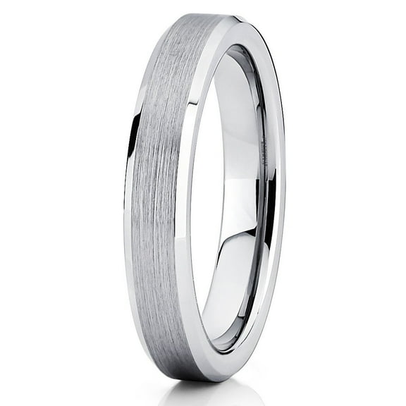 4mm Tungsten Wedding Band Gray Tungsten Carbide Ring Brushed Pipe Cut Unisex Comfort Fit