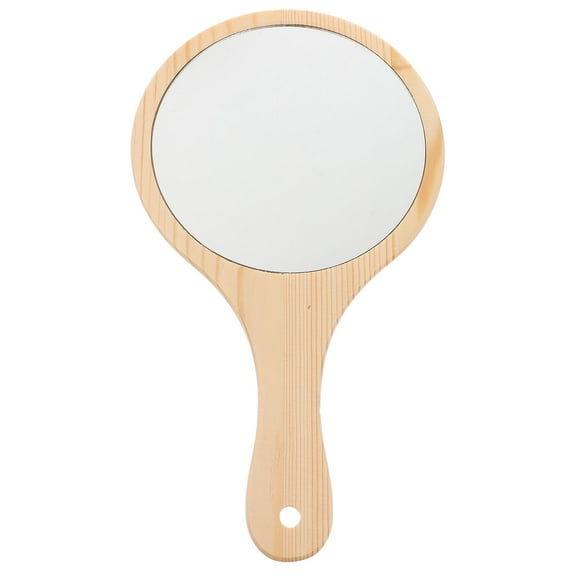 Wooden Handle Mirror Personal Vanity Desk Handheld Cute Mirrors Man