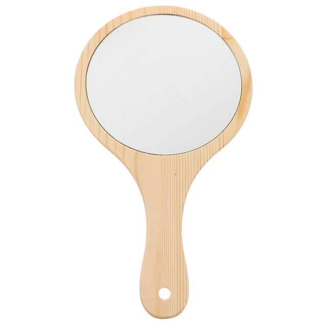 MasteelfCA Portable Makeup Mirror Wood Handle Creative Women Travel Cosmetic Mirror