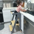 thumbnail image 3 of HARPPA Foldable Toddler Kitchen Tower, Standing Tower for Kids Age 1.5-6 Years, Gray, 3 of 11