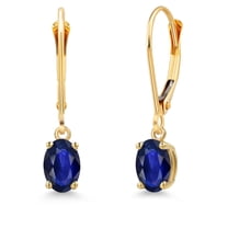Gem Stone King 14K Yellow Gold Blue Sapphire Earrings for Women | 1.10 Cttw | Gemstone September Birthstone | Oval 6X4MM