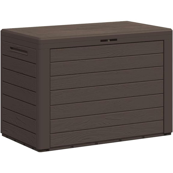 Outdoor Storage Box 50.2 Gal Deck Box, UV-Resistant Polypropylene, Weatherproof Garden Cushion Chest for Patio & Tools, Brown, 30.7" x 17.3" x 21.7"