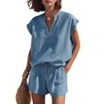 thumbnail image 3 of Women'S Two Piece Sets Summer V Neck Sleeveless Shorts Set XL, 3 of 9