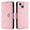 Pink, variant on for iPhone 15 Wallet Case, Elegant Card Holder Cash Slot PU Leather Kickstand Wrist Strap Wallet Shockproof Protective Flip Women Girls Case Cover for iPhone 15, Black