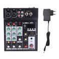 thumbnail image 1 of Consola mezcladora profesional con placa de sonido, pantalla USB, consola mezcladora de 4 canales para transmisión en vivo, Karaoke por Internet, enchufe de 100-240V UE, 1 of 10