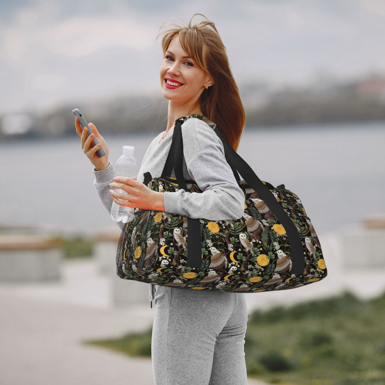 Fuzoiu Owls And Plants Print Travel Duffle Bag,Carry On Tote Bags,Duffel Bag,Sport Gym Bag, Hospital Bag for Labor and Delivery, Overnight Bag,Luggage Bag