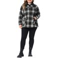 thumbnail image 2 of Agnes Orinda Women's Plus Size Halloween Outfits Plaid Flannel Shacket Contrast Corduroy Collar Button Down Long Sleeve Casual Jacket with Pocket 2X Black, 2 of 6