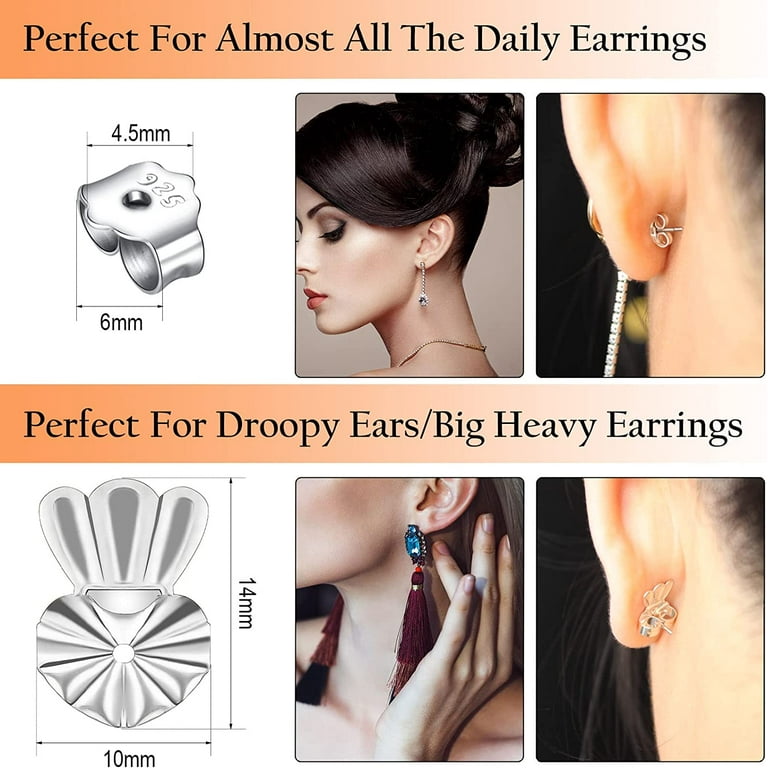 Sterling Silver Magic Earring Backs for Droopy Ears, Lifters for Heavy  Earrings