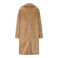 thumbnail image 6 of BADHUB Women's Fuzzy Fleece Lapel Open Front Long Cardigan Coat Faux Fur Warm Winter Outwear Jackets Brown L, 6 of 7