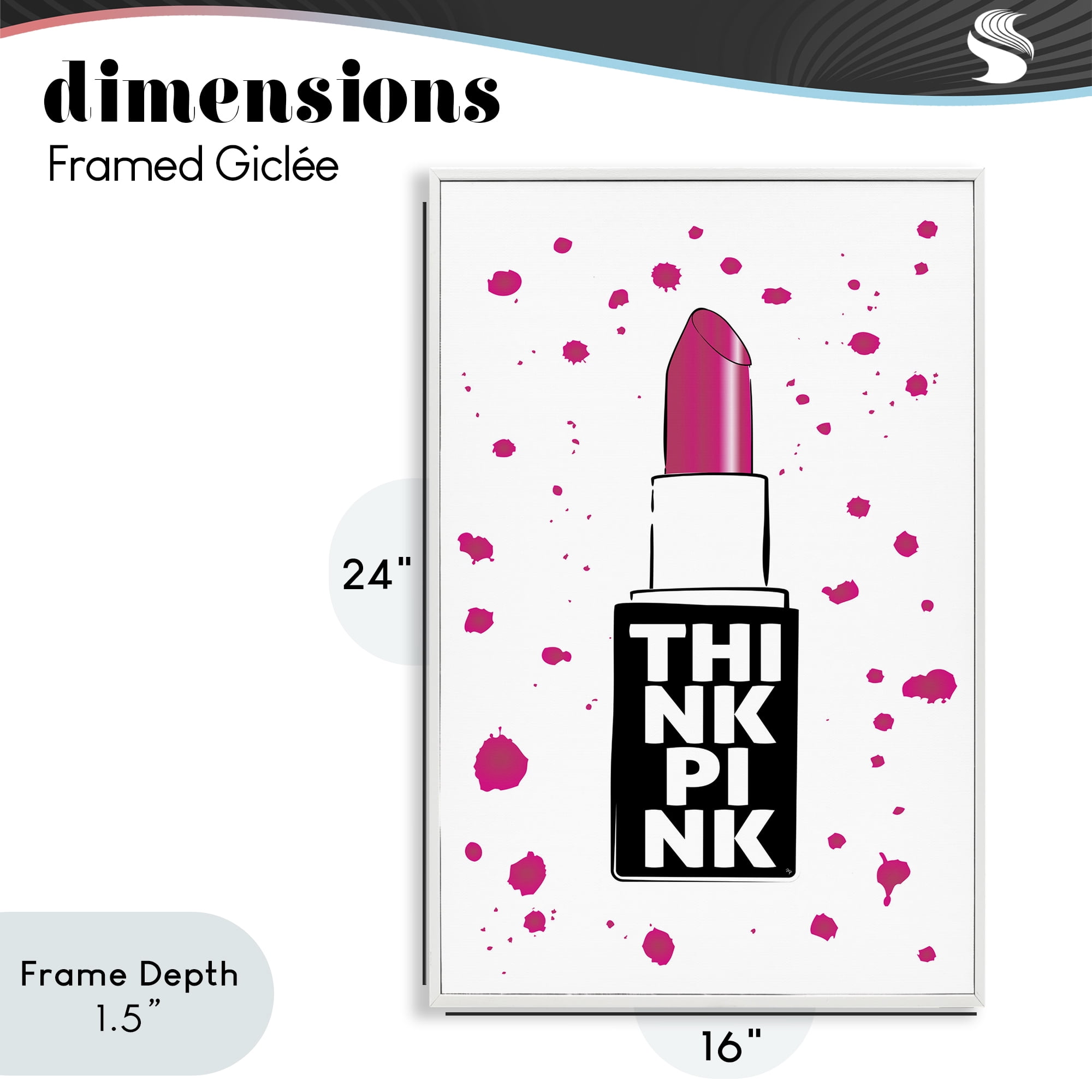 Stupell Industries Think Pink Lipstick White Framed Giclee Art, design by Martina Pavlova