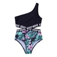 thumbnail image 2 of iiniim Little Girls One-Piece Hollow Out Swimwear Single Shoulder Strap Cutout Swimsuit Bathing Suit Tankini A Summer Lily Pink 16, 2 of 7