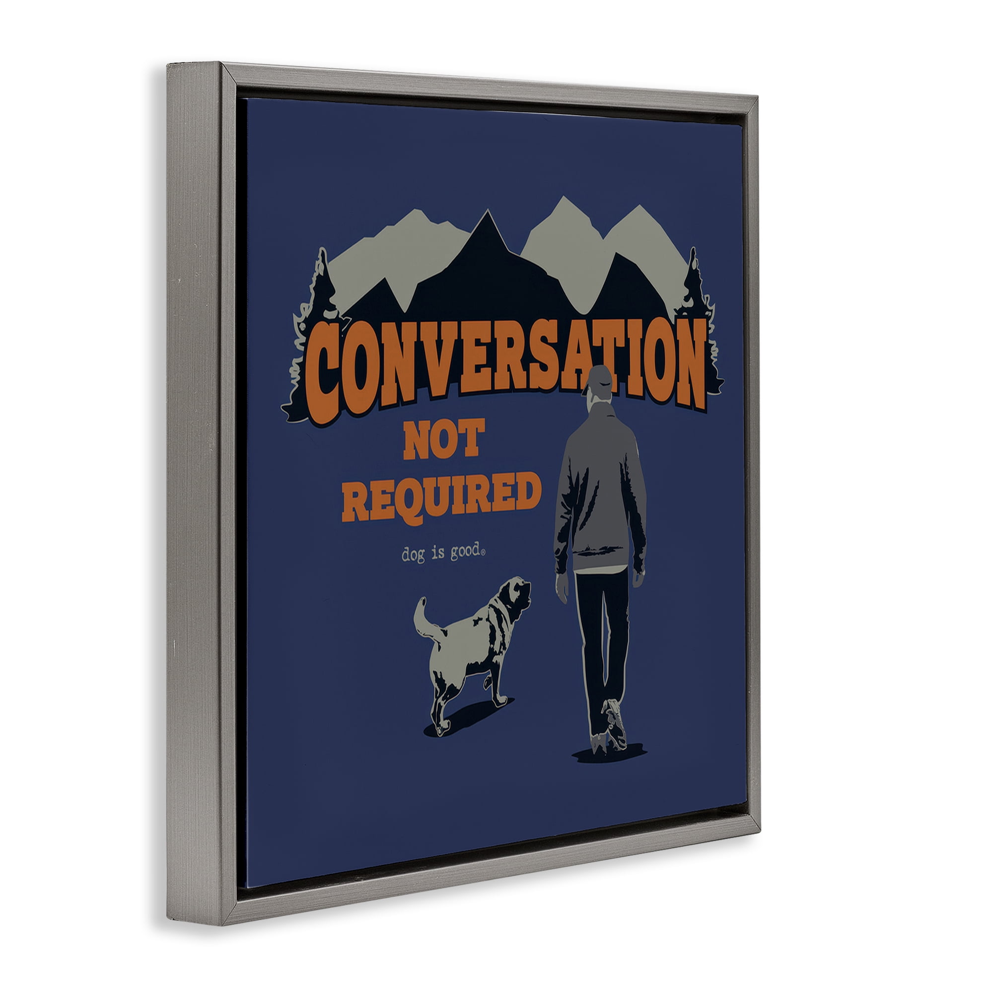 Stupell Industries Conversation Not Required Animals Painting Gray Floater Framed Canvas Art Print Wall Art, 25 x 25