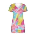 thumbnail image 4 of Levmjia Women's Two-Piece Pajama Set V-Neck Short Sleeve V-Neck Polyester Spandex Blend Summer Home & Sports Outfit Comfortable Multi-Color Available Plus Size, 4 of 5