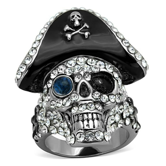Mens Womens Pirate Ring Anillo Para Hombre Mujer Stainless Steel Ring with Glass in Montana Feltre