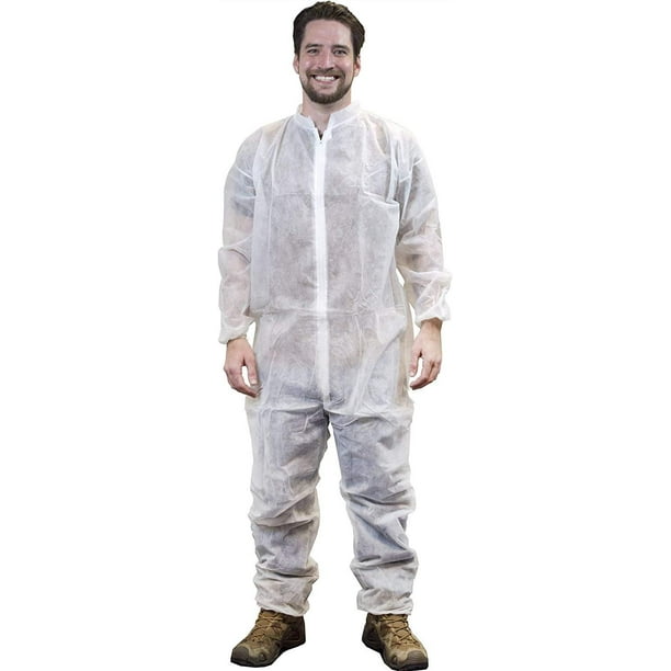 AMZ Supply Disposable Coveralls. White Adult Coveralls 4XLarge Anti