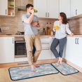thumbnail image 6 of 2-Piece Kitchen Rugs Set Non-Slip Mats Carpet Floor for Kitchen, Bathroom (19.7"x27.6" & 19.7"x47.2") Peach and Blue Rhombus, 6 of 7