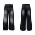 thumbnail image 3 of Men's Wide-Leg Jeans Straight Leg Carpenter Denim Pants Loose fit Trousers Multiple Pockets Machine Washable Suit for All Seasons (Black S), 3 of 3