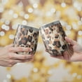 thumbnail image 2 of 12oz Stemless Wine Tumblers Beige and Brown Leopard Pattern Vacuum Insulated Stainless Steel Travel Tumbler Cups Mug with Lid and Straw for Champaign,Cocktail,Beer with Cleaning Brush, 2 of 5