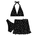 thumbnail image 4 of TOWED22 Womens Bathing Suits Tummy Control,Women Swimsuit Bikini Set High Waisted Twisted Front Ruched Floral Two Piece Bathing Suit Black,L, 4 of 5