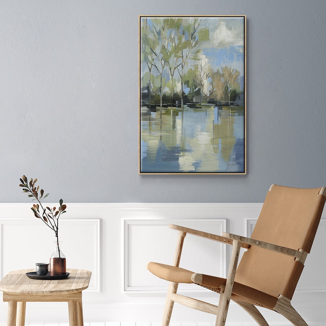 Enchanted Forest II Framed Premium Gallery Wrapped Canvas - Ready to Hang - 27 x 41 - Natural Wood Floating Frame