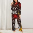 thumbnail image 2 of Rateoe Wolf With Wildflowers Pattern Womens Pajamas Set Long Sleeve Sleepwear Button Down Nightwear Soft Cotton Pj Lounge Sets-XX-Large, 2 of 7