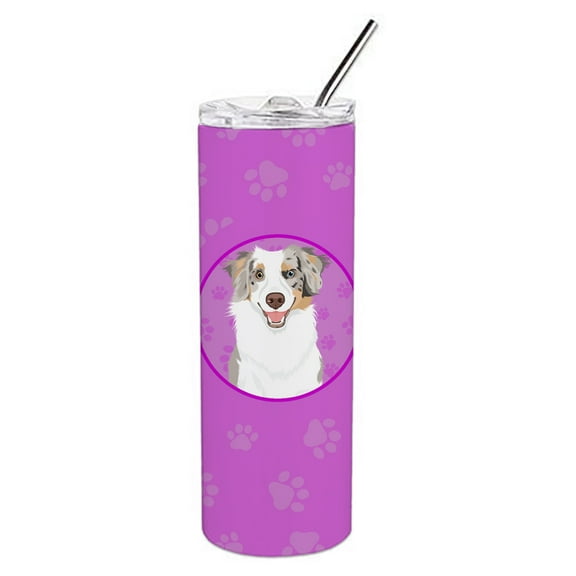 Carolines Treasures WDK1234TBL20 Australian Shepherd Red Merle Tricolor Design1 Stainless Steel 20 oz Skinny Tumbler