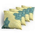 thumbnail image 5 of Ambesonne Abstract Throw Pillow Cover 4 Pack, Vintage Floral Spiral, 16", Yellow Blue, 5 of 7