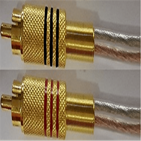 Rca Phono Lead - Pair of Gold Plated Metal RCA (PHONO) Red/Black Connectors to Open 16 awg Speaker Wire Leads (Heavy Duty 16 Gauge perfect for Amplifiers and Subwoofers) 35 Feet
