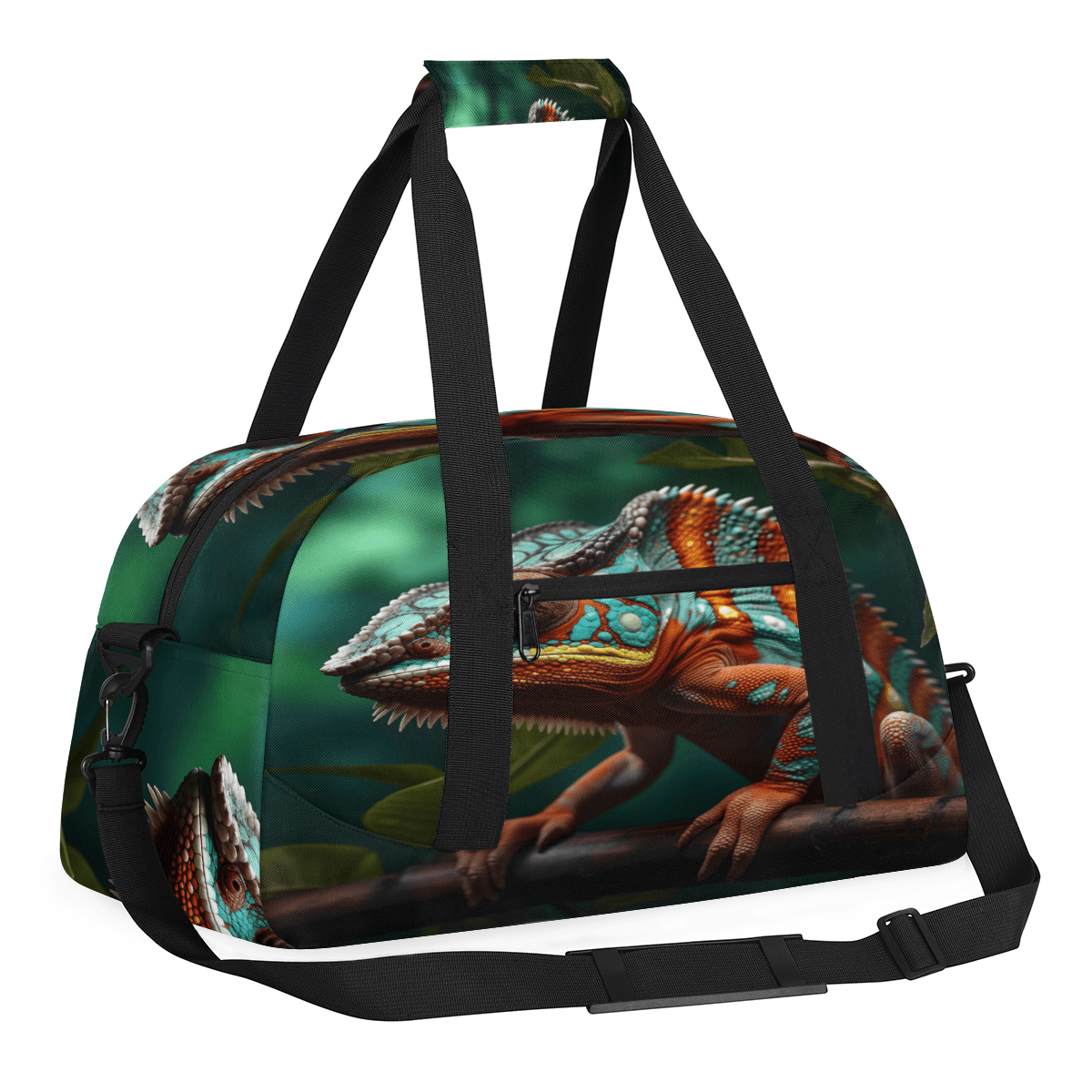 Herdesigns Sports Duffle Bags Travel Duffle Bag Gym Bag Jungle Lizard Weekender Travel Bag Waterproof Overnight Bag Carry On Travel Tote Bag Dance Bags