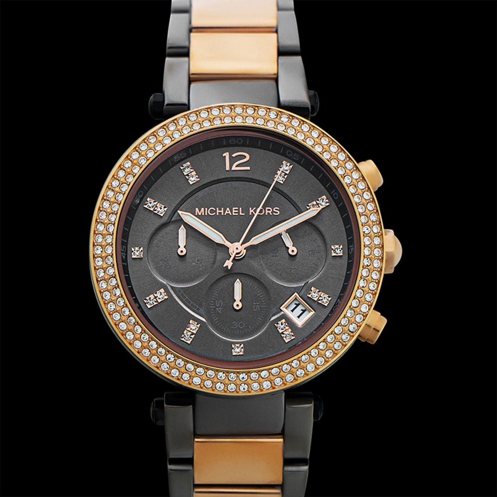 Michael Kors Gold and Gunmetal Unisex Watch MICHAEL KORS MENS ROSE GOLD GUNMETAL GREY CHRONOGRAPH WATCH  main image 3