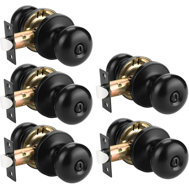 Matte Door Knob Passage Function Passage Door Knob for Hall and Closet Door Lockset NonLocking Round Ball Doorknob Colonial Style Door Handle Knob Left and Right Open