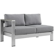 Afuera Living Corner Sectional Outdoor Patio Aluminum Loveseat in Silver Gray