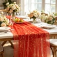 thumbnail image 5 of Gold Foil Table Runner Sparkling Mesh Tablecloth Sheer Glitter Dining Table Decor for Wedding Birthday Party Events Holiday Banquet Bridal Shower, 5 of 6