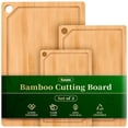 thumbnail image 1 of Juego de tablas de cortar de cocina Kitsure de bambú, 3 piezas, con ranura, 1 of 9