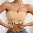 thumbnail image 2 of WTOBBY Women's Wireless Front Closure Strapless Bra with Push-Up Design, Bandeau Style for Comfort, Seamless Look under Clothing, Ideal for Off-Shoulder Tops,Beige 32, 2 of 5