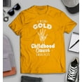thumbnail image 3 of S4E Men's I Wear Gold For Childhood Cancer Awareness Hand Ribbon T-Shirt Large Gold, 3 of 4