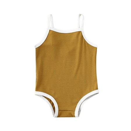 

ZIYIXIN Newborn Baby Girls One-Piece Swimsuit Sleeveless Quick Dry Swimwear Bathing Suit Beachwear Yellow 18-24 Months