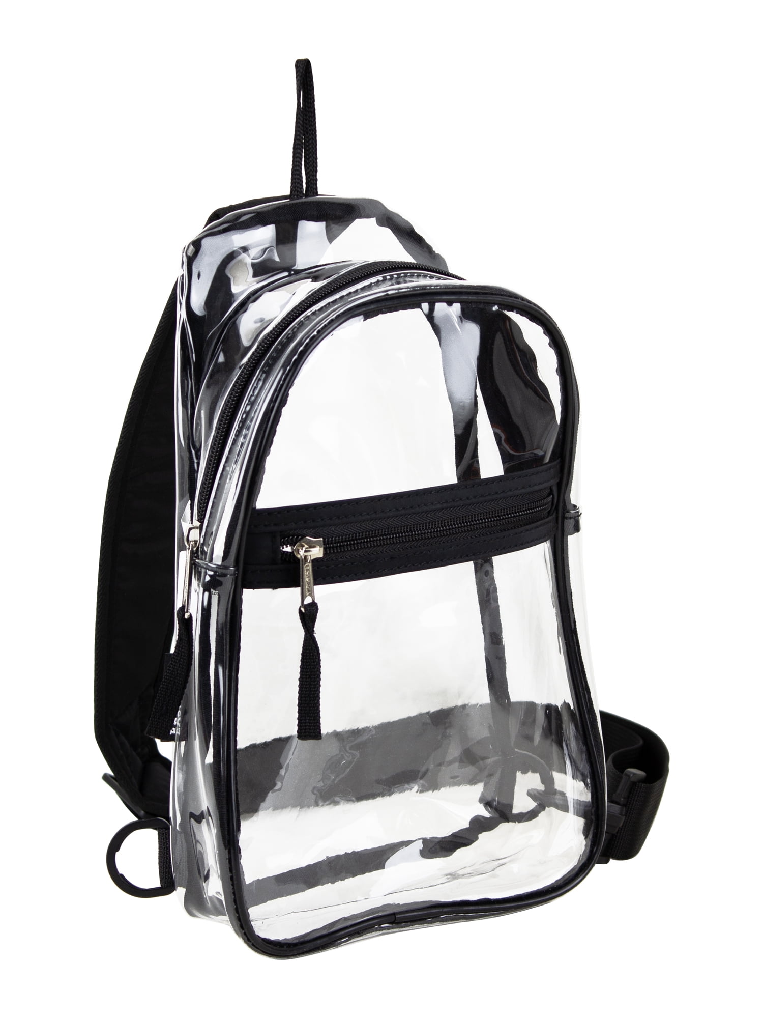 Eastsport Unisex Clear Sling Stadium Approved Bag, Black Trim
