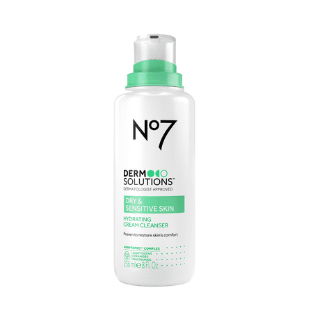 No7 Derm Solutions Hydrating Cream Facial Cleanser for Normal to Dry & Sensitive Skin 8oz