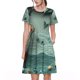 thumbnail image 1 of Easygdp Paper Fox Crow Fantasy para Vestido Transpirable de Mujer, Vestido Suelto de Manga Corta con Pliegues y Bolsillos para el Verano, 1 of 6